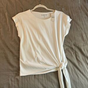 LOFT Women's White Tie-Front Top